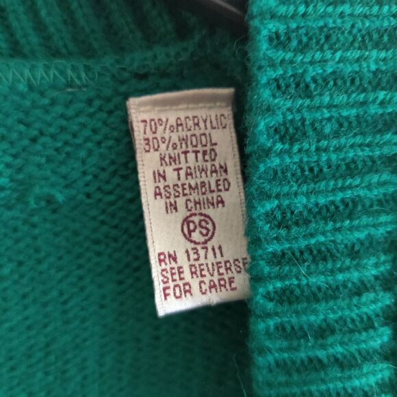 Karen Scott Petites Wool Blend Button Down Sweater Cardigan Womens Size PS Green - Picture 4 of 6